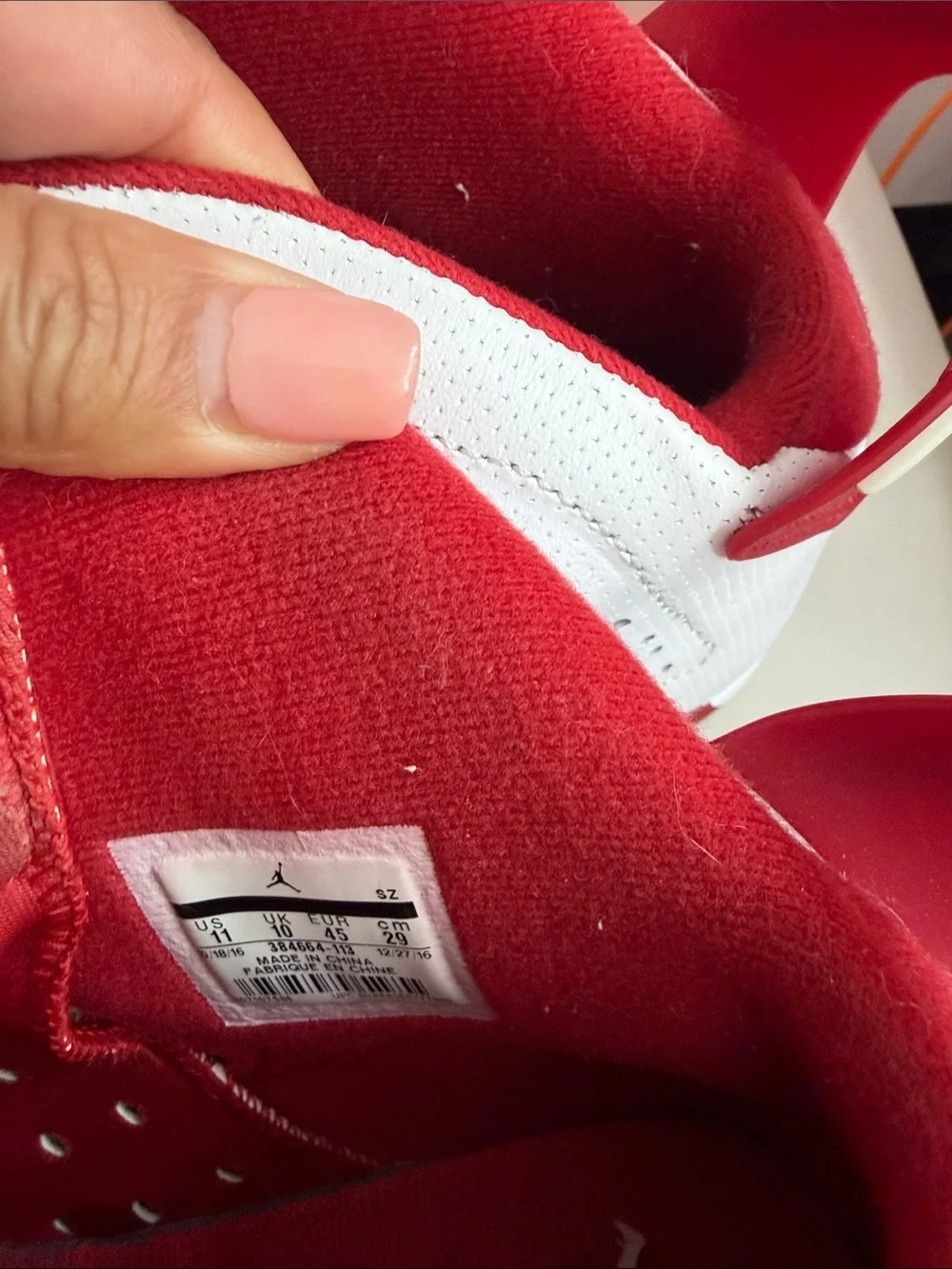 Jordan men High-Top Sneakers in White and Red - Picture 8 of 12